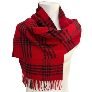 Kousei Red & Black Plaid Wool-Cashmere Scarf – Classic Winter Check
